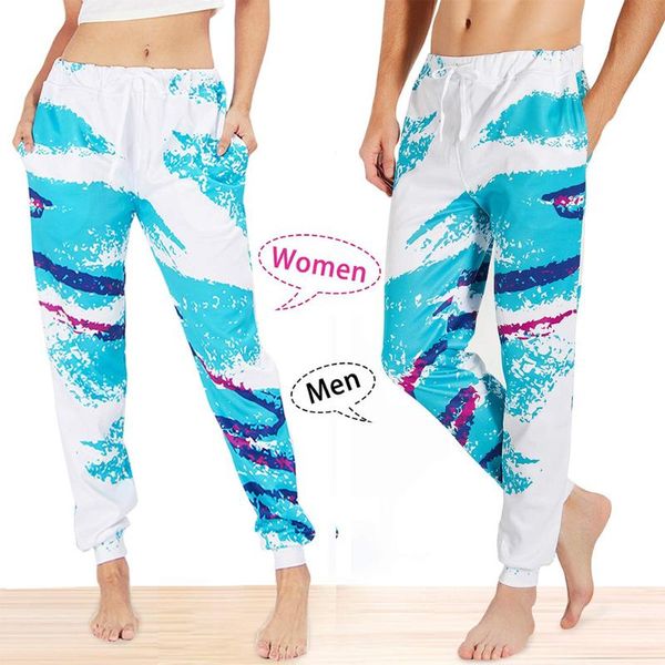 

новые женщины йога брюки мужчины длинные бег pant шаблоны свободные тренировки рисования ремни резинка высокой талии брюки печать карман 202, White;red
