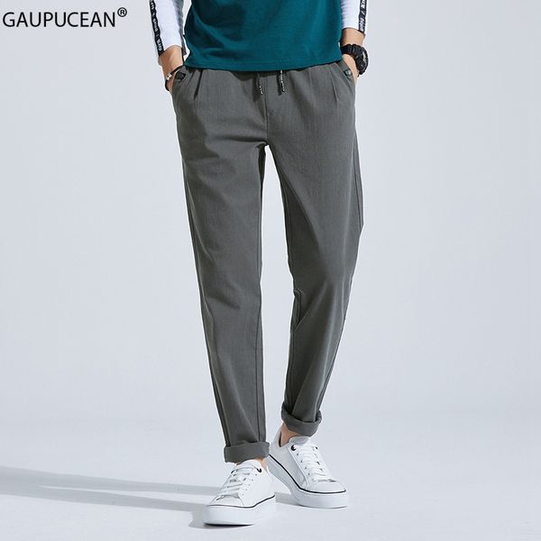 

men's pants 99% cotton 1% spandex men slim trousers spring summer autumn solid grey blue male young full length long chino man pencil, Black