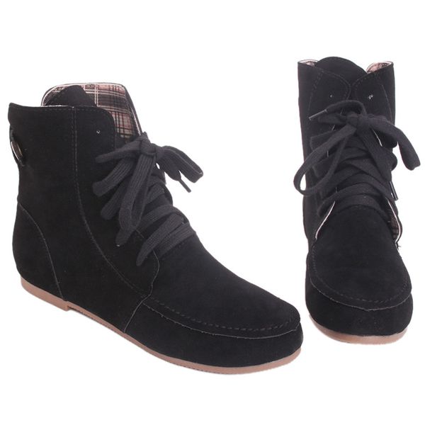 

autumn and winter boots women snow boots female suede leather ankle lovers couples shoes women, Black