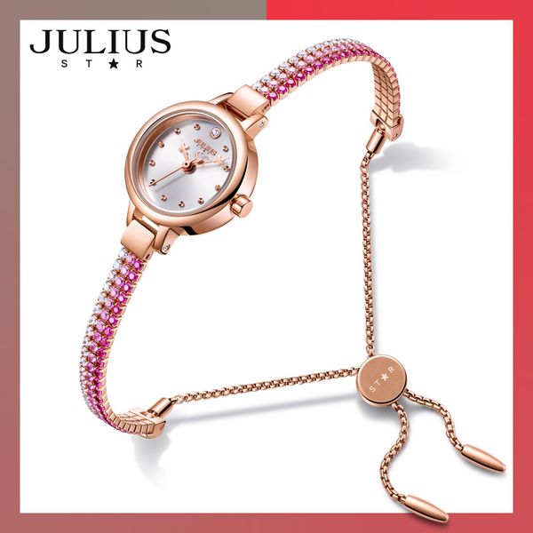 

julius watch women's brass exquisite bracelet watch full color diamond dress 30 m js-007, Slivery;brown