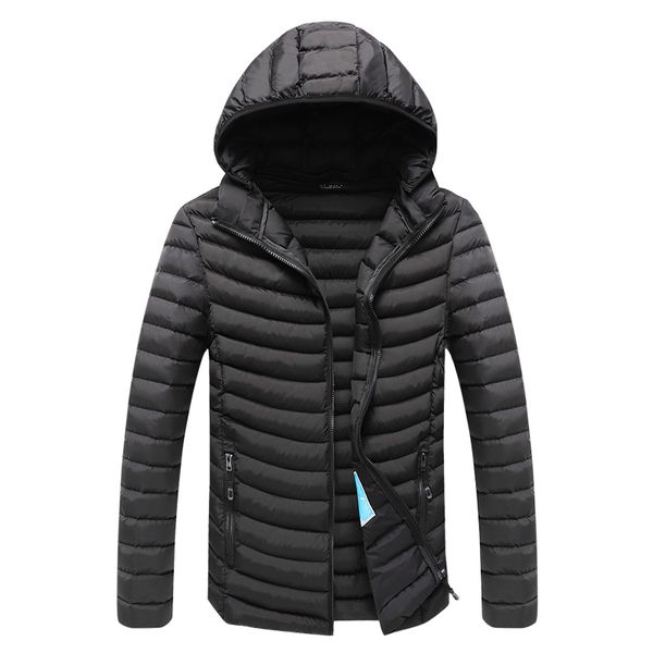 

winter jacket men hooded warm men's jackets casual lightweight parkas men short solid mens winter jackets and coats waterproof, Black
