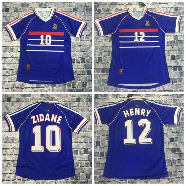 

jersey 1998 frances retro vintage soccer jerseys zidane henry maillot de foot blue and white uniforms football shirt, Black;yellow