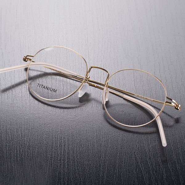 

lightweight titanium eyewear great circle round glasses frame for men and women optical prescription eyeglasses oculos de grau, Black