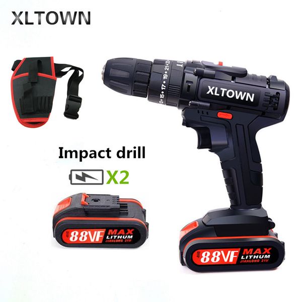 

xltown 21v ударная дрель многофункциональная электрическая отвертка бытовая аккумуляторная дрель литиевая батарея питания инструмент ручной