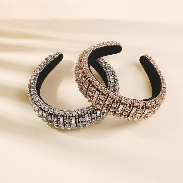 

women crown headband girl ladies rhinestone hairbands full crystal hair hoop headwear party wedding hair accessories ornaments, Golden;white