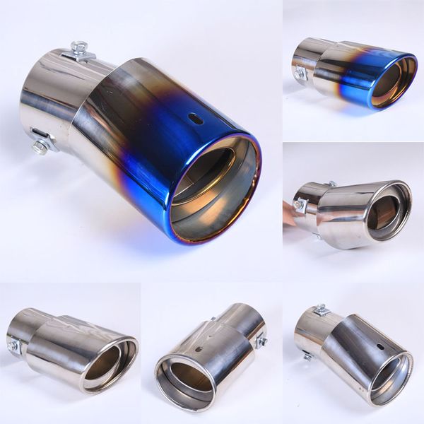 

universal silver chrome stainless steel car suv rear exhaust pipe throat tail muffler tips face-lifting