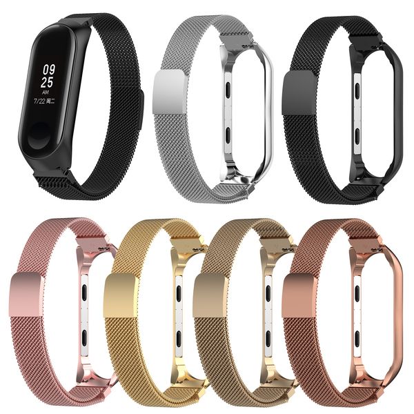 

milanese stainless steel strap for mi band 4 xiaomi band 3 wirstband magnet stainless steel miband replacement wristbands