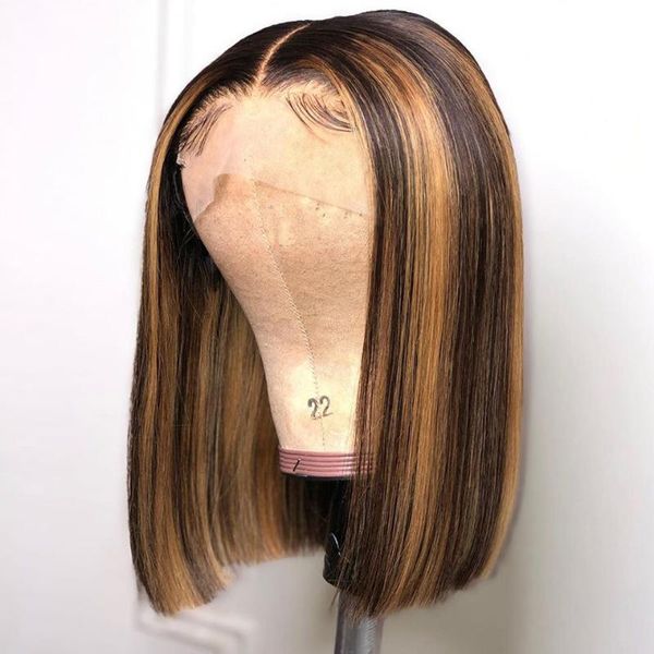 

150% боб straight honey блондинка 13x4lace Ѭон паѬик еловееки воло 1b / 27 ombre highlight remy бѬаз, Black;brown