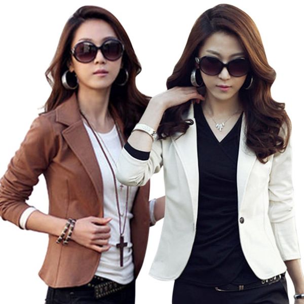 

autumn/winter casual slim solid suit jacket coat outwear women one button outwear, Black;brown