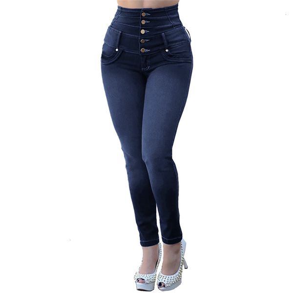 

jeans femme women designer pants modis autumn stretch high waist casual straight breasted solid plus size jeans vaqueros de mujer de, Blue
