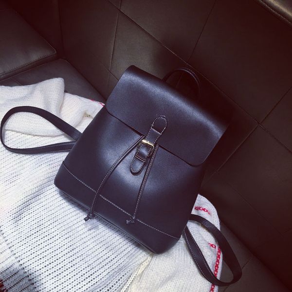 

new women's pu leather backpack college wind retro backpacks knapsack wild large capacity solid color backpack knapsack women