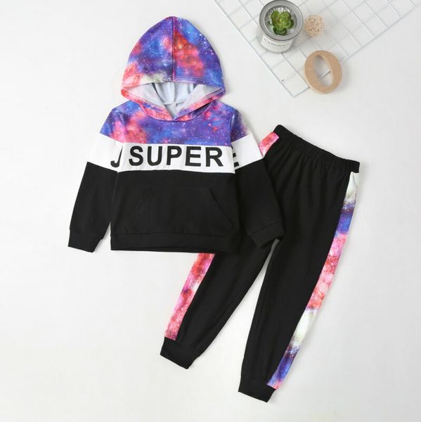 

2pcs Stylish Baby Boy Girl Starlight Printed Tracksuit Hoodie Coat Pants Outfits Girls Clothes Set Hooded Hoodies Clothing