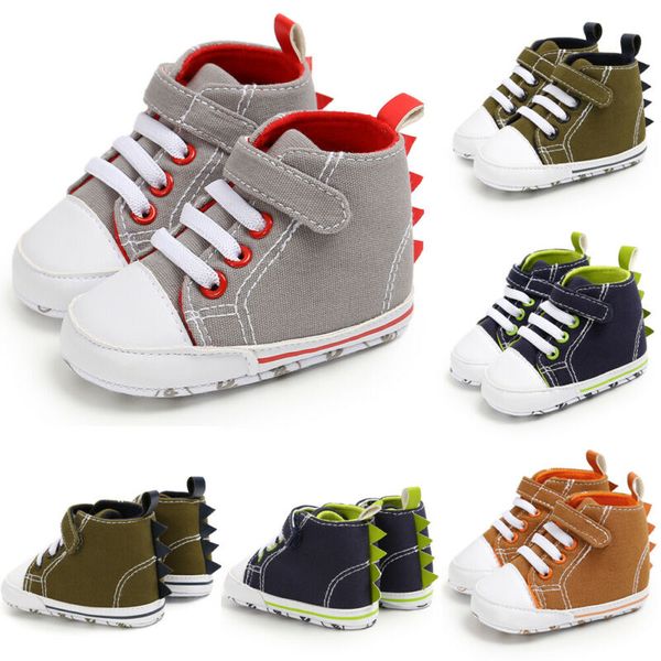 

newborn baby boys girls pre-walker soft sole pram shoes canvas sneakers trainers, Black