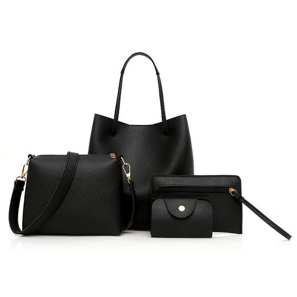 

pinshang 4pcs/set women fashion delicate texture handbag single-shoulder bag wallet bag set