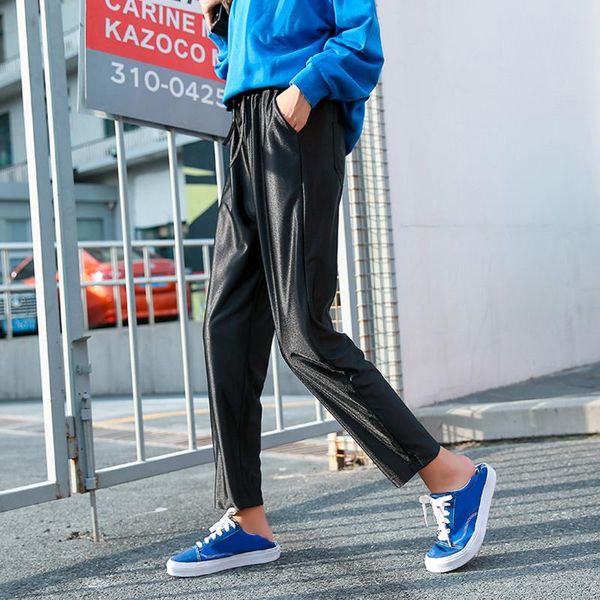 

women's pants & capris women long trousers harem flat winter warm thicker womens ankle-length pocket leisure loose female elegant all, Black;white