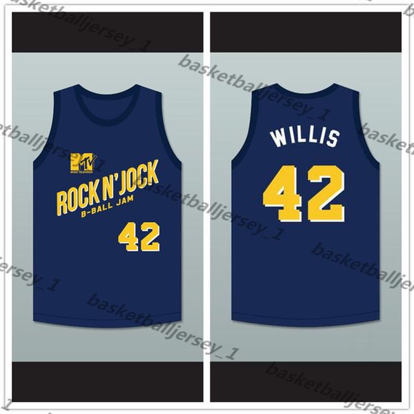 

custom made kevin willis 42 violators basketball jersey second annual rock n' jock b-ball jam 1992-1 man youth size s-5xl any name numb, Black;red