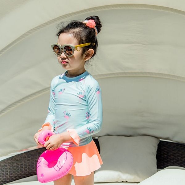 

ihdyv children's split cartoon cute flamingo long sleeve swimming children's split cartoon cute flamingo long sleeve swimming swim, White;black