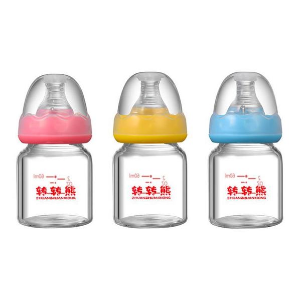 

60ml newborn baby infant nursing milk fruit juice water feeding standard mouth silicone nipple pacifier drink bottle