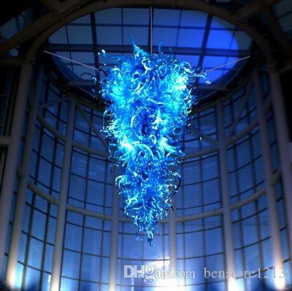 

100% mouth blown borosilicate murano glass chandelier lighting art glossy blue chandelier fancy lights for home