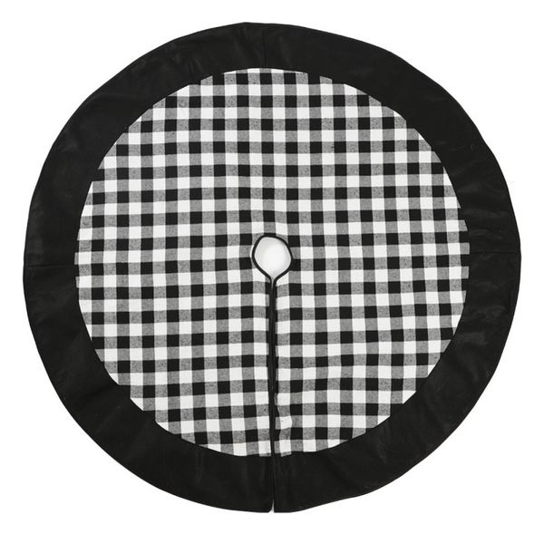 

48inch large sized christmas tree skirt with invisible nylon clasp black and white checked design xmas tree apron holiday