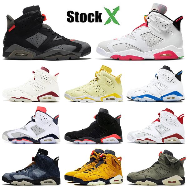 

wholesale 2020 mens womens basketball jumpman shoes hare psg 6s sport blue floral travis scott 6 washed denim sport sneakers