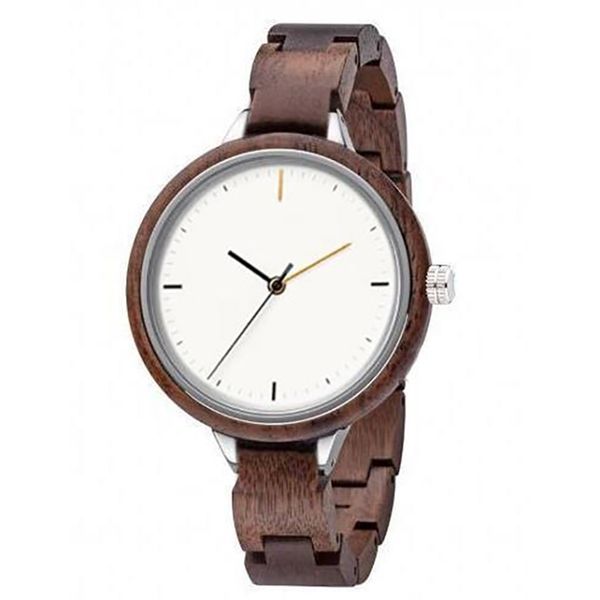 

dropshipping private label custom brand fashion women slim quartz walnut wooden wrist watch with white metal dial, Slivery;brown