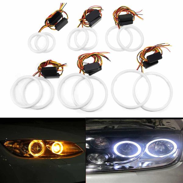 

pair 12-24v car led angel eyes halo ring headlight drl daytime running light day light angel eye ring amber white