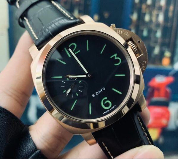 

pam men watches automatic movement 44mm leather strap waterproof wristwatches 316l watchcase wristwatches classic watches for men, Slivery;brown