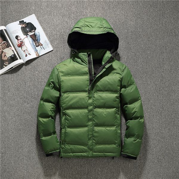 

2019 winter new men white duck down jacket classic style thick warm casual hooded down coat brand clothing green black