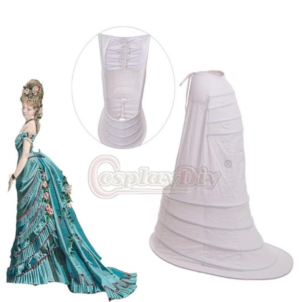 

cosplaydiy victorian rococo crinoline pannier bustle back cage hoop petticoat women victorian medieval dress undershirt l320, Silver