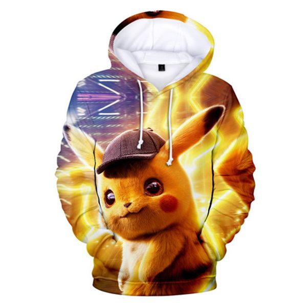 

Pikachu Print Mens Designer Fashion Fleece Sweatshirts Loose Sleeve Couple Clothing Crew Neck Pullover Casual Apparel