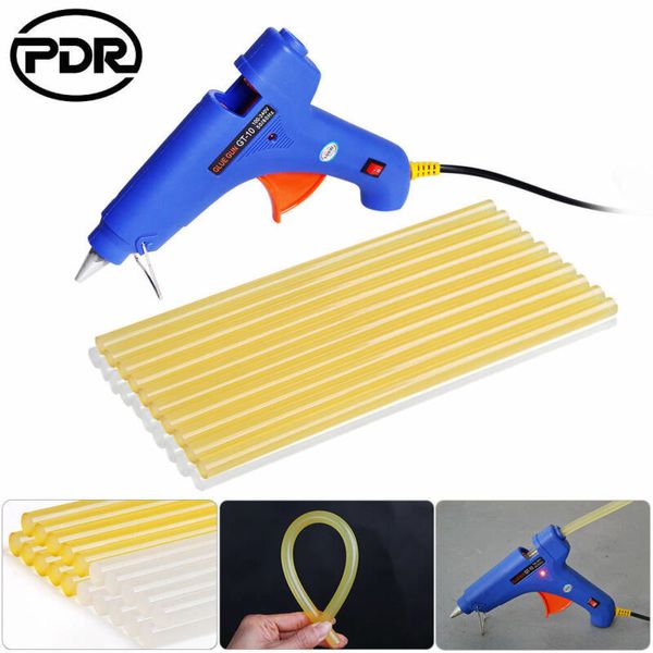 

pdr glue gun 10 pieces yellow glue sticks 10 pieces white sticks dent removal tools dent damage repair tools