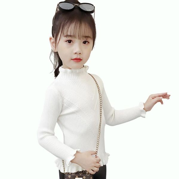 

spring sweater for girls solid girls turtleneck ruffle sleeve pullover casual teenage girl clothes for 6 8 10 12 14 year, Blue