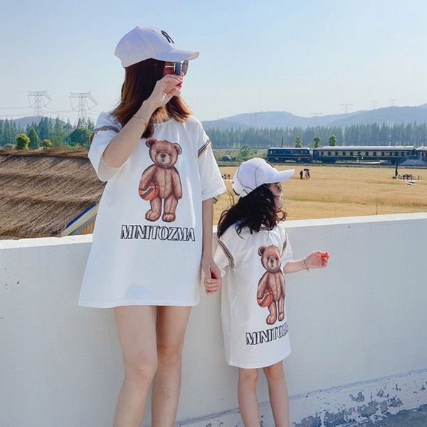 

семья matching футболка медведица дочь отец сын младенца верхняя одежда лето семья look майка летняя мама и мне одежду, Blue