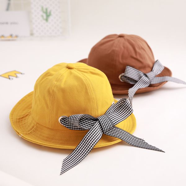 

children's hat leisure japanese small fresh spring and autumn girls sunshade sunscreen, Yellow
