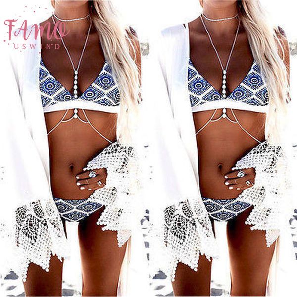 

new summer womens bikini 2pcs set bandage push up padded print swimwear swimsuit bathing brazilian drop shipping, White;black