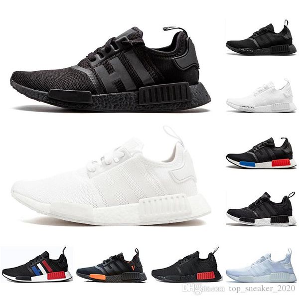 

with socks nmd r1 bred triple black white red aero blue running shoes for men women mens trainers sports sneaker