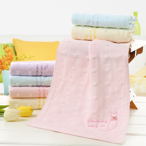 

new arrival 25*50 cm cartoon double layer hand towel non-twist embroidered washcloth gauze face towel