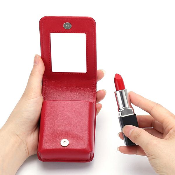 

new lipstick bag with mirror makeup bag travel pouch organizer leather portable beauty case toolbox small storage case