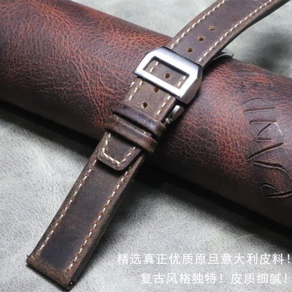 

20mm 21mm 22mm men's vintage brown watch band for leather watch strap calfskin portugieser chronogra bracelet belt pulseir, Black;brown