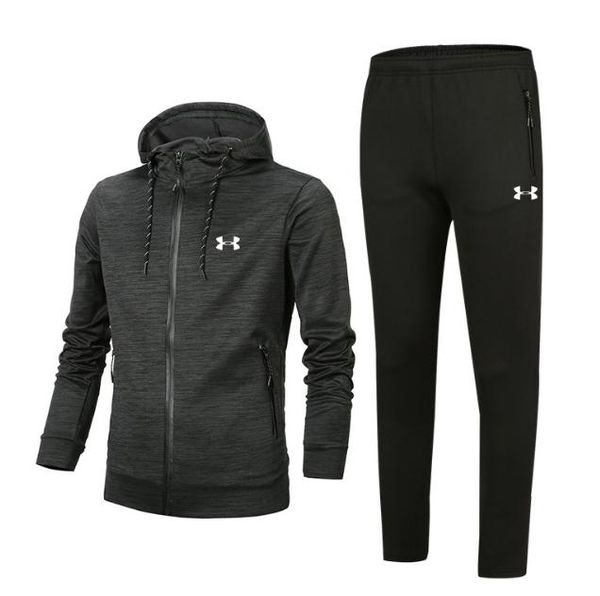 

2019 новая марка tracksuit мужская мода спортивная одежда два бюстье все хлопок флис толстые балахон + штаны спортивный костюм no.9p, Gray