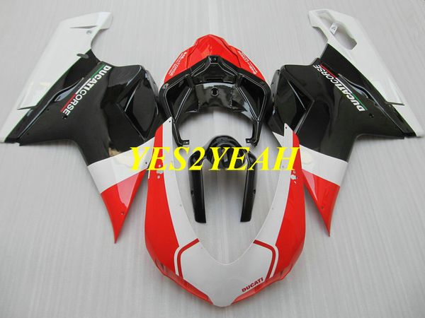 Kit carenagem de injeção para DUCATI 848 08 09 10 11 ducati 1098 1198 2008 2009 2011 Vermelho branco preto Carenagens Carroceria+Presentes DD59