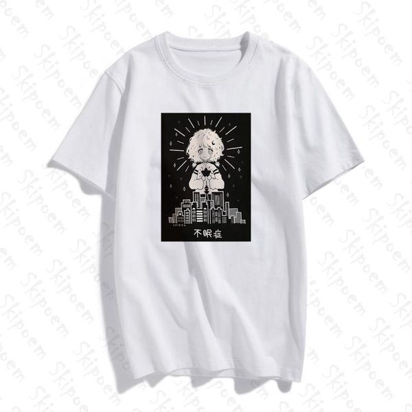 

2019 funny fashion t shirt japan harajuku aesthetics kawaii insomnia anime girl custom cotton o neck t shirt plus size short, White