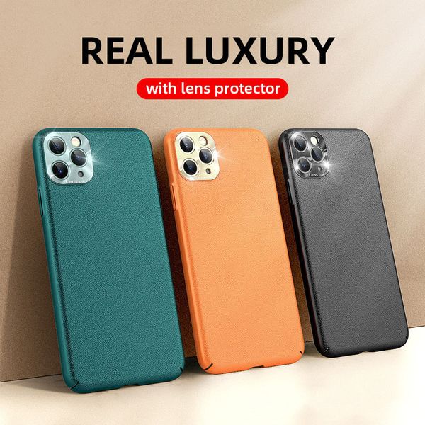 

2 in 1 fashion camera lens protection protector leather phone case for iphone 11 pro max huawei mate 30 pro plain color soft back cover