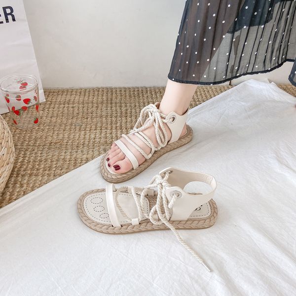 

2020 летние сандалии ремни прозрачные каблуки все-матч женская обувь комфорт обувь для женщин дамы зашнуровать сандалии мода плоская женщина, Black