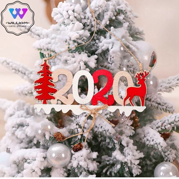 

new year 2020 xmas wooden ornament christmas decorations pendant for home decoration 3d christmas tree hanging ornament