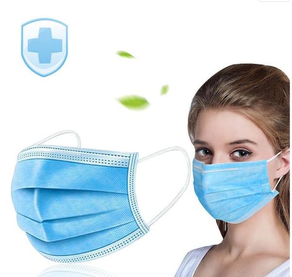 

masks;in stockdisposable face masks with elastic ear loop 3 ply breathable and comfortable for blocking dust air pollution protection pack