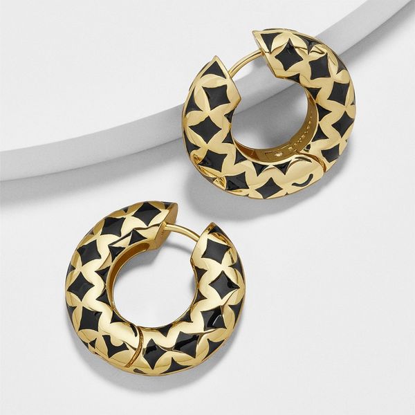 

fashion black enamel small hoop earrings for women personality new earrings simple jewelry daily wear fashion jewelry, Golden;silver