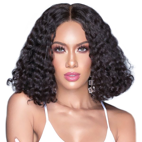 Curly Lace Front Wigs Glueless Bob Wig Malaysian Human Hair Wigs
