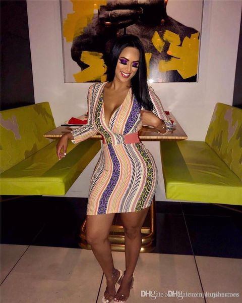 

осень женщина контраст цвета платье sexy глубокого v шея bodycon платье модельеры с длинным рукавом платье, Black;gray